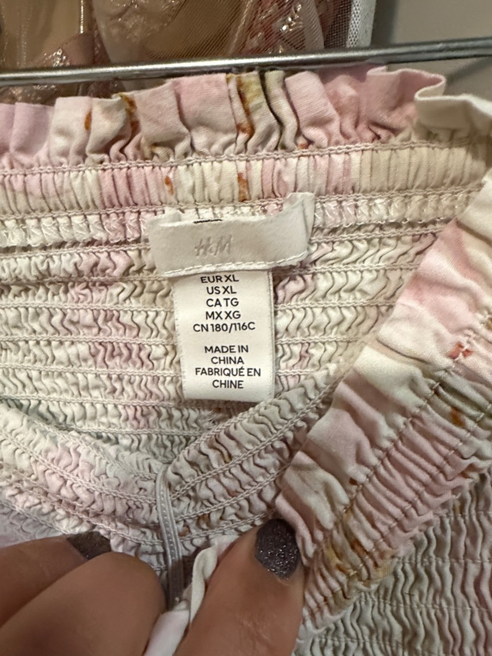 H&M Strapless Smocked Dress in Pink and Cream Floral - Picture 2 of 7
